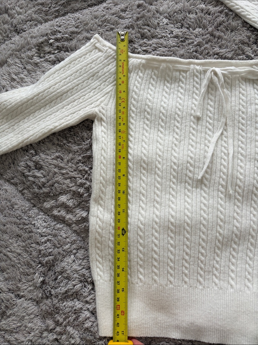 Hollister White Ribbed Knit Wrap Sweater - Picture 5 of 5